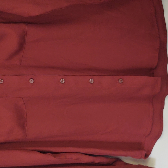 Apt.9 Burnt Orange Red Button up Long sleeve Dress Career Blouse sz S women's - Picture 6 of 14